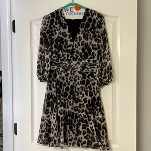 Diane von Furstenberg, size 2, silk dress with polyester lining, leopard print